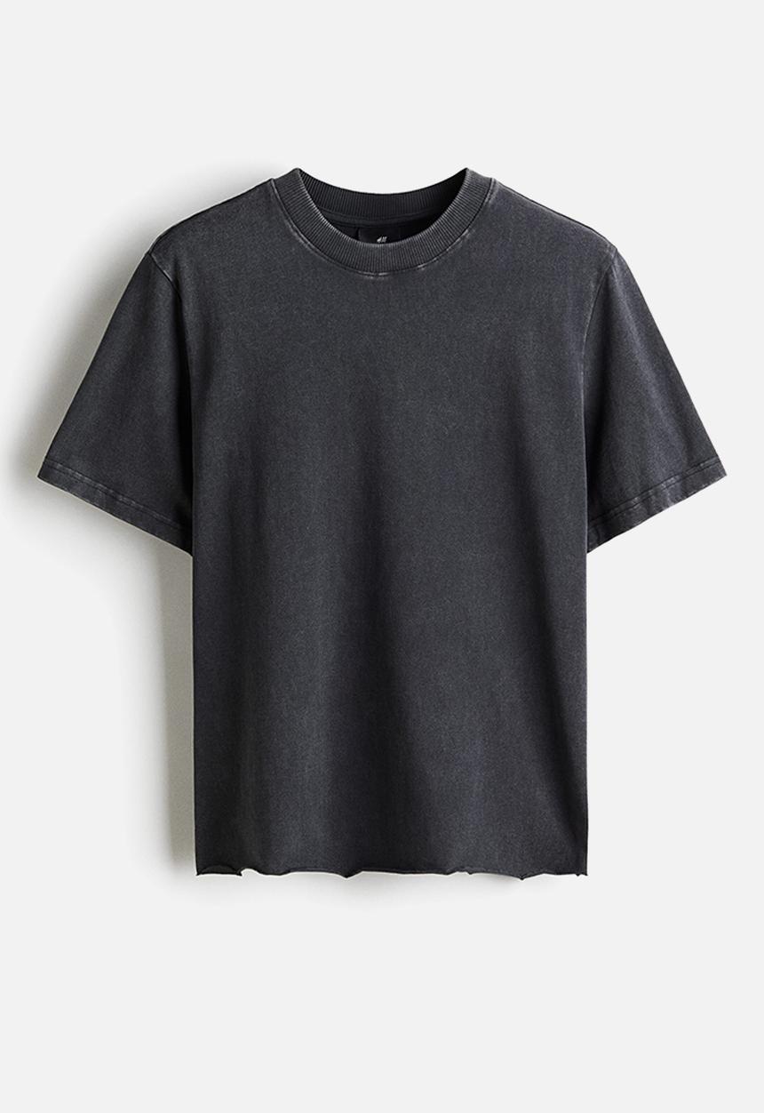 H&M - Regular fit washed T-shirt - dark grey