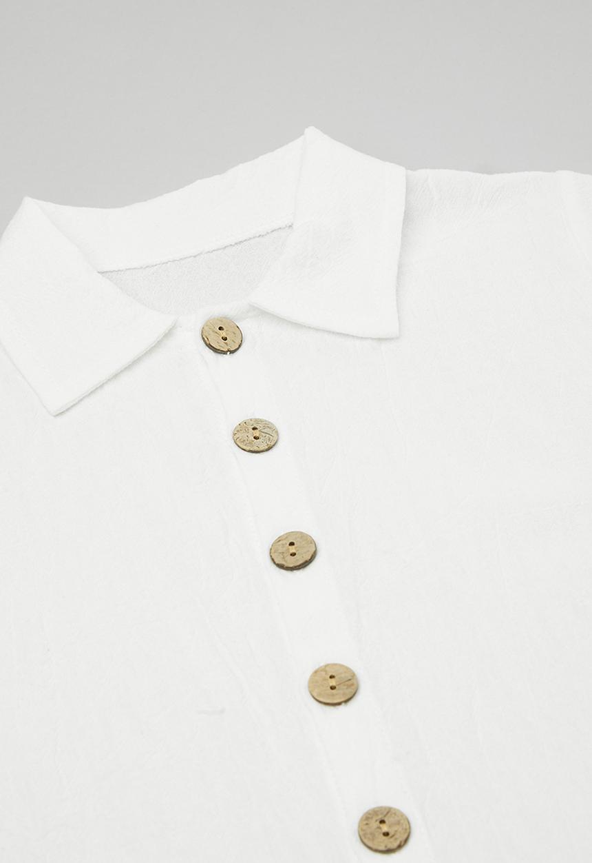 Pop Candy - Mother of pearl button shirt with shorts - white/celadon green