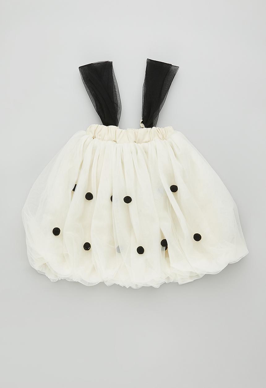 Pop Candy - Tulle organza bubble dress - white/black dots