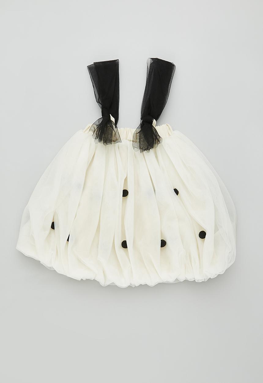 Pop Candy - Tulle organza bubble dress - white/black dots