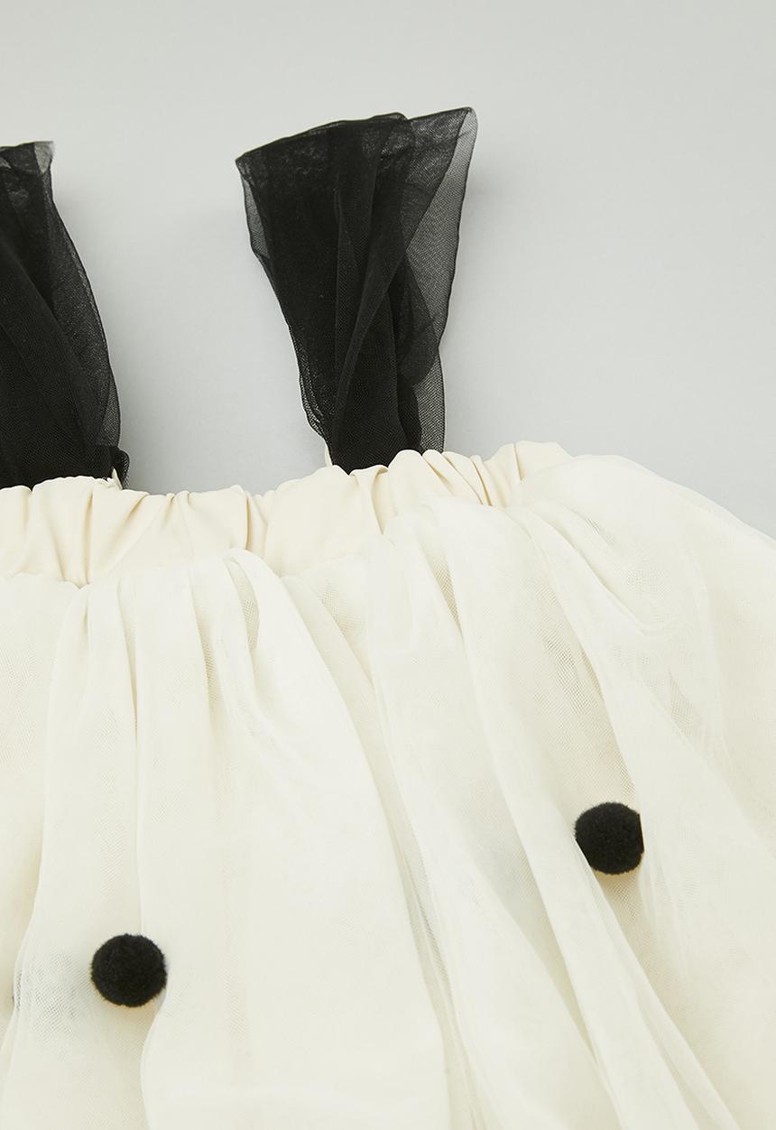 Pop Candy - Tulle organza bubble dress - white/black dots