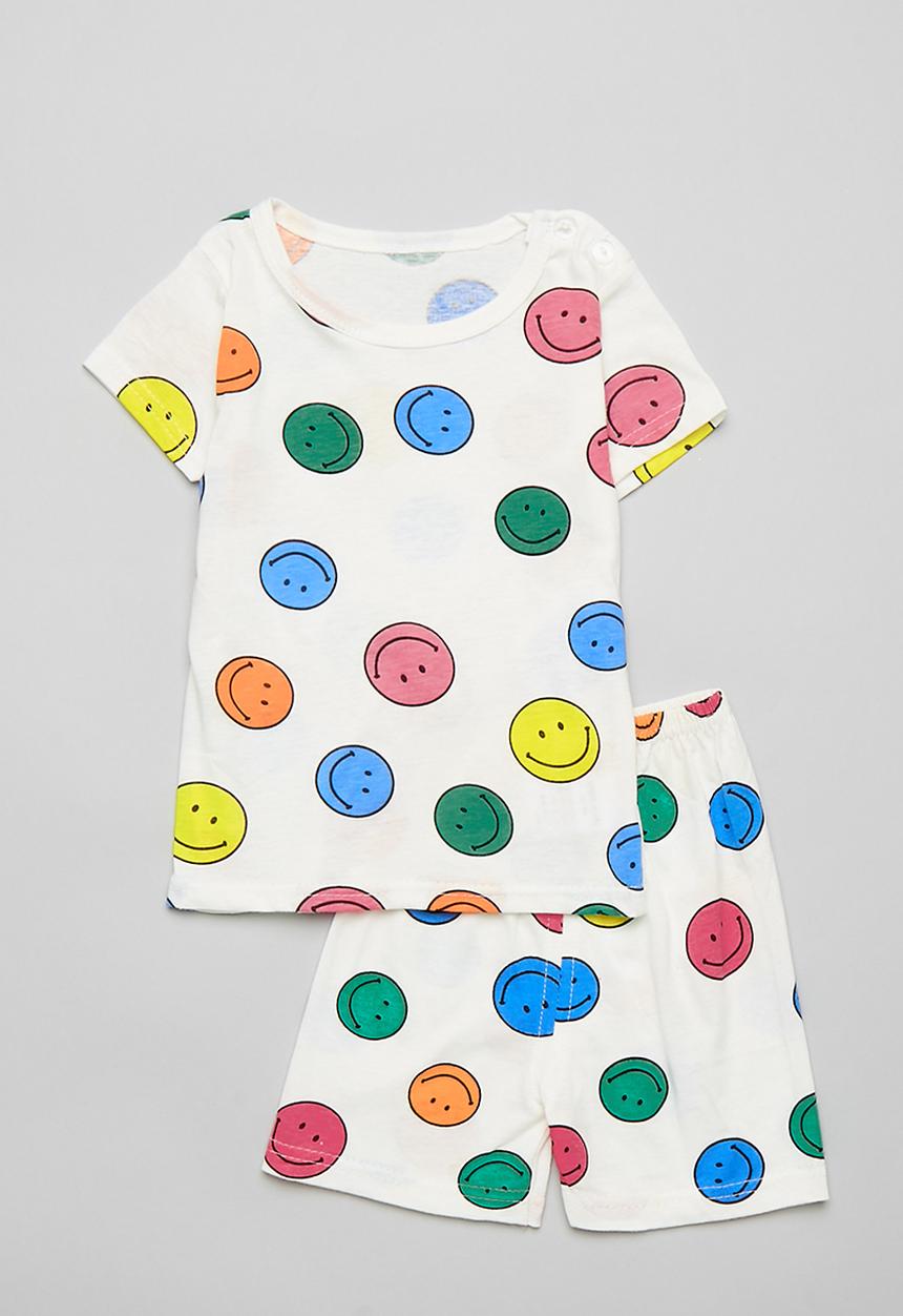 Pop Candy - Smiley face all-over print pj set - white