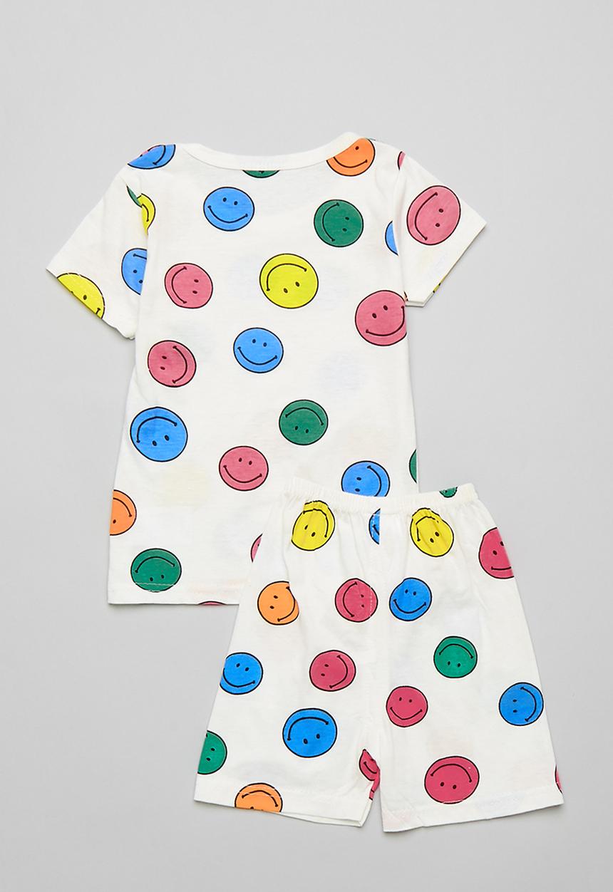 Pop Candy - Smiley face all-over print pj set - white