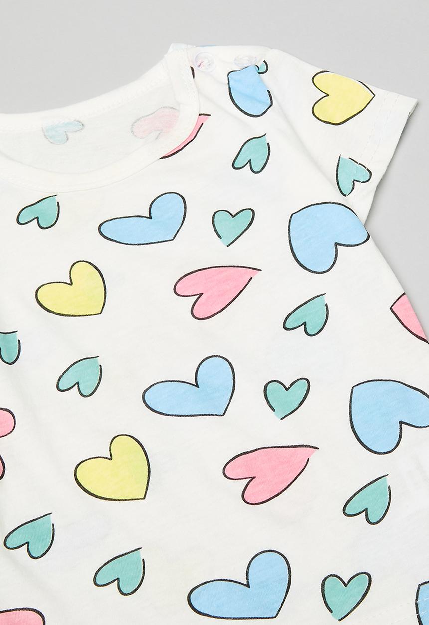Pop Candy - Heart all-over print pj set - off white