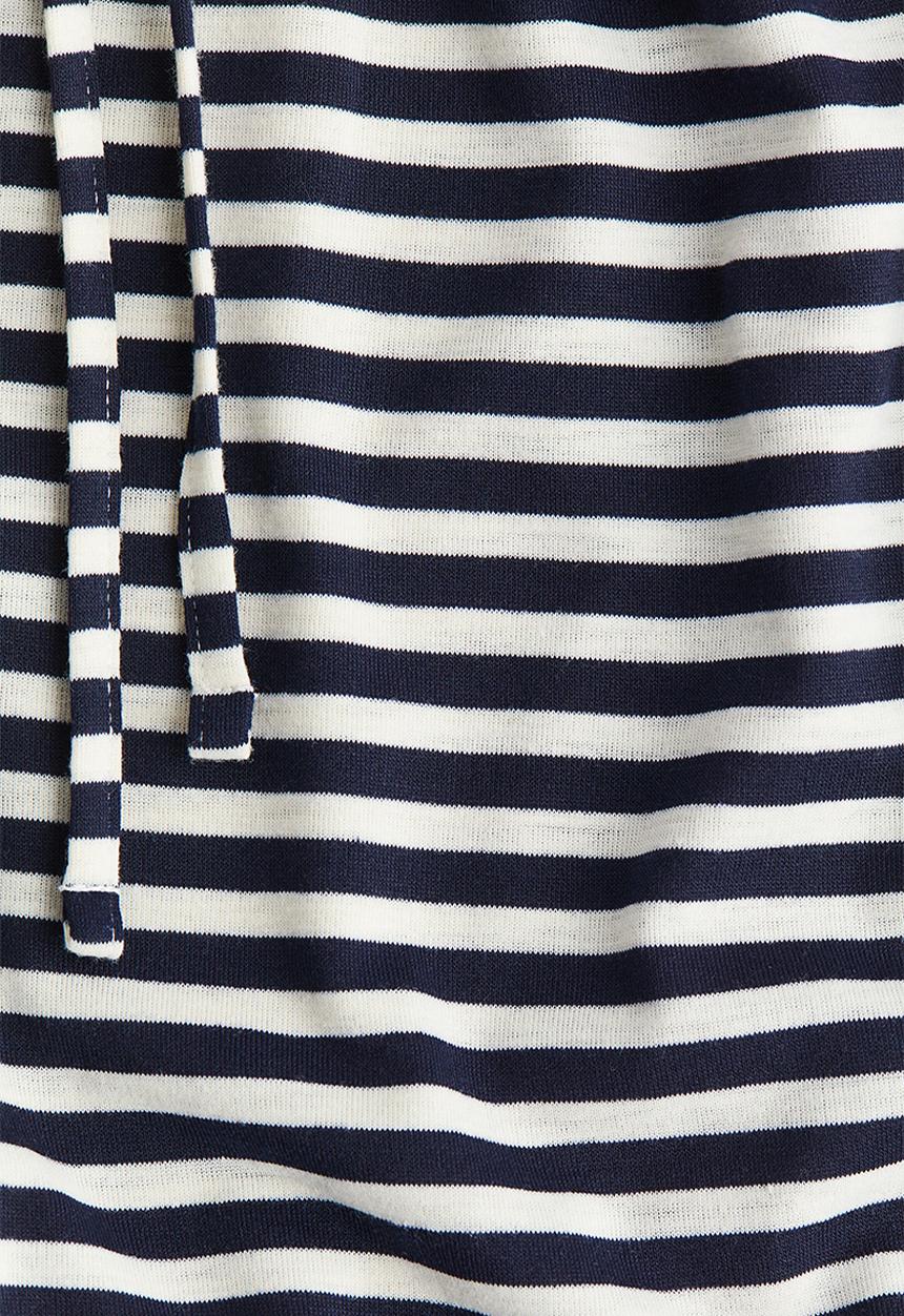 H&M - Straight drawstring trousers - navy blue/striped