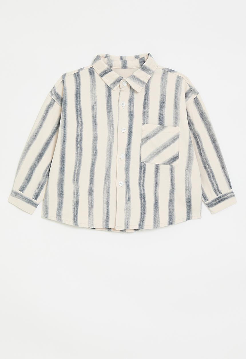 Pop Candy - Brushstroke striped shirt - blue/neutral