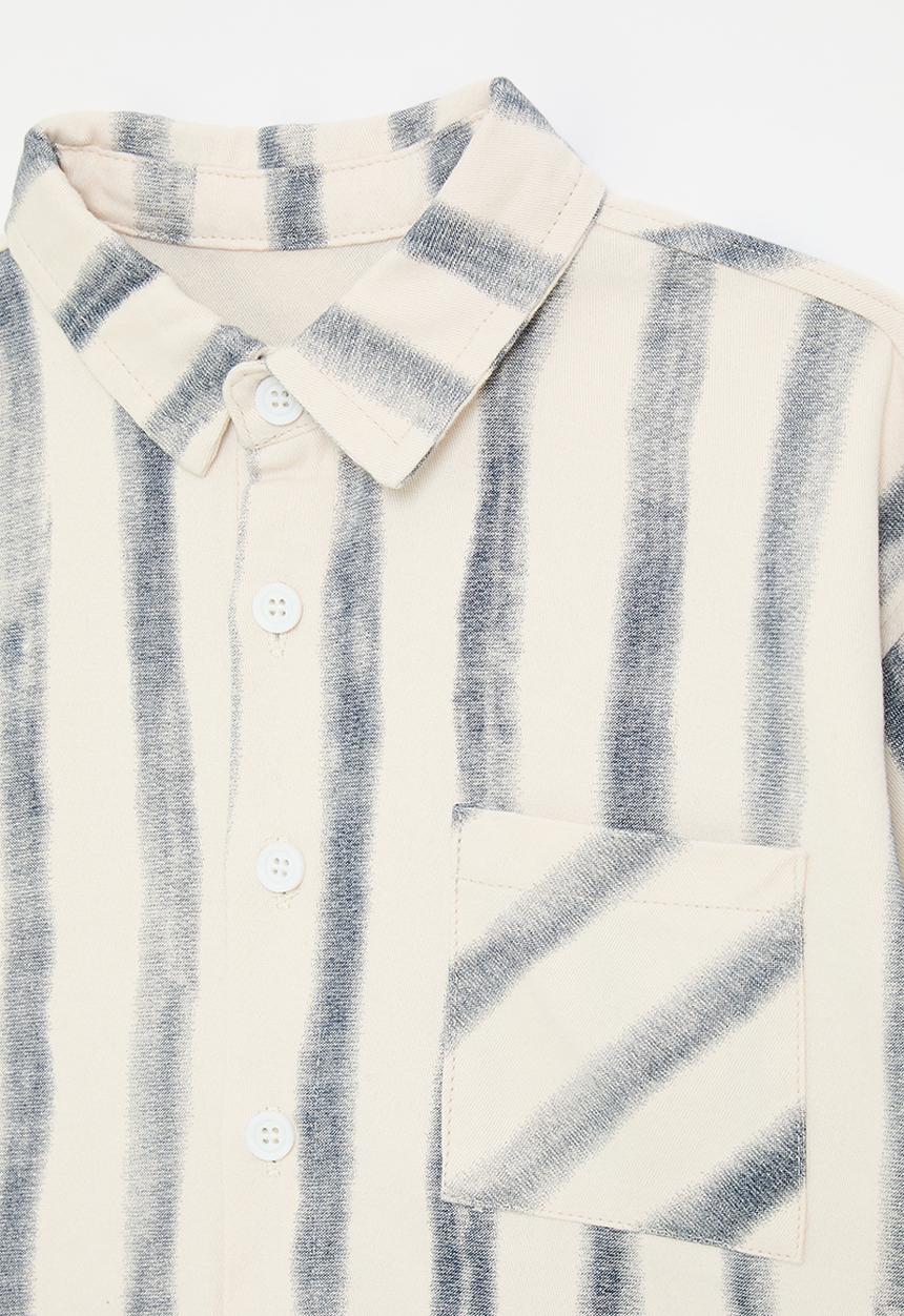 Pop Candy - Brushstroke striped shirt - blue/neutral