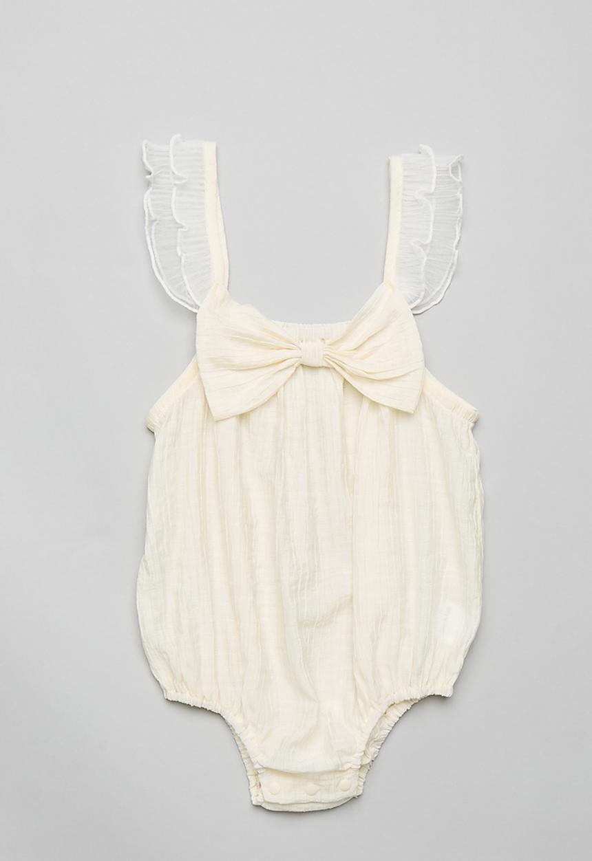 Pop Candy - Crinkled cotton bodysuit with bow feature - cream