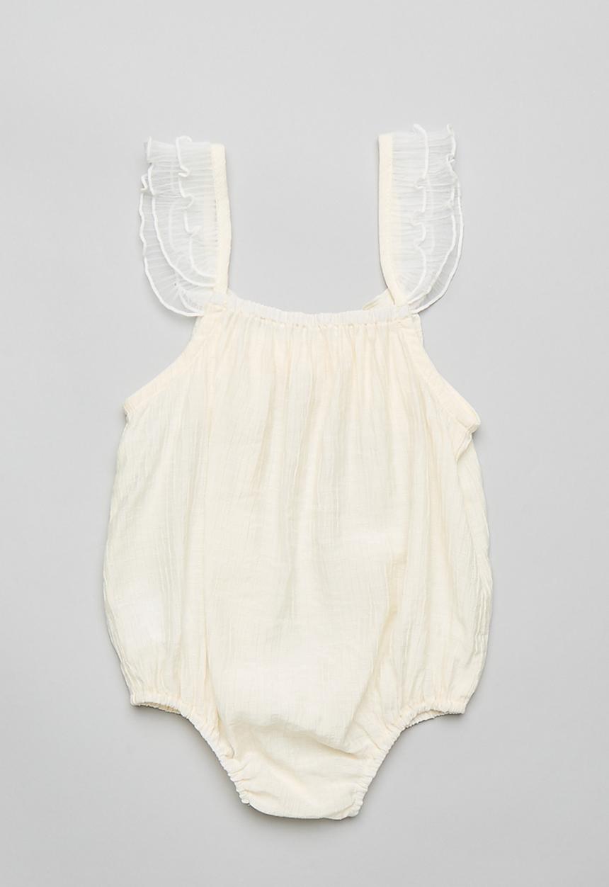 Pop Candy - Crinkled cotton bodysuit with bow feature - cream