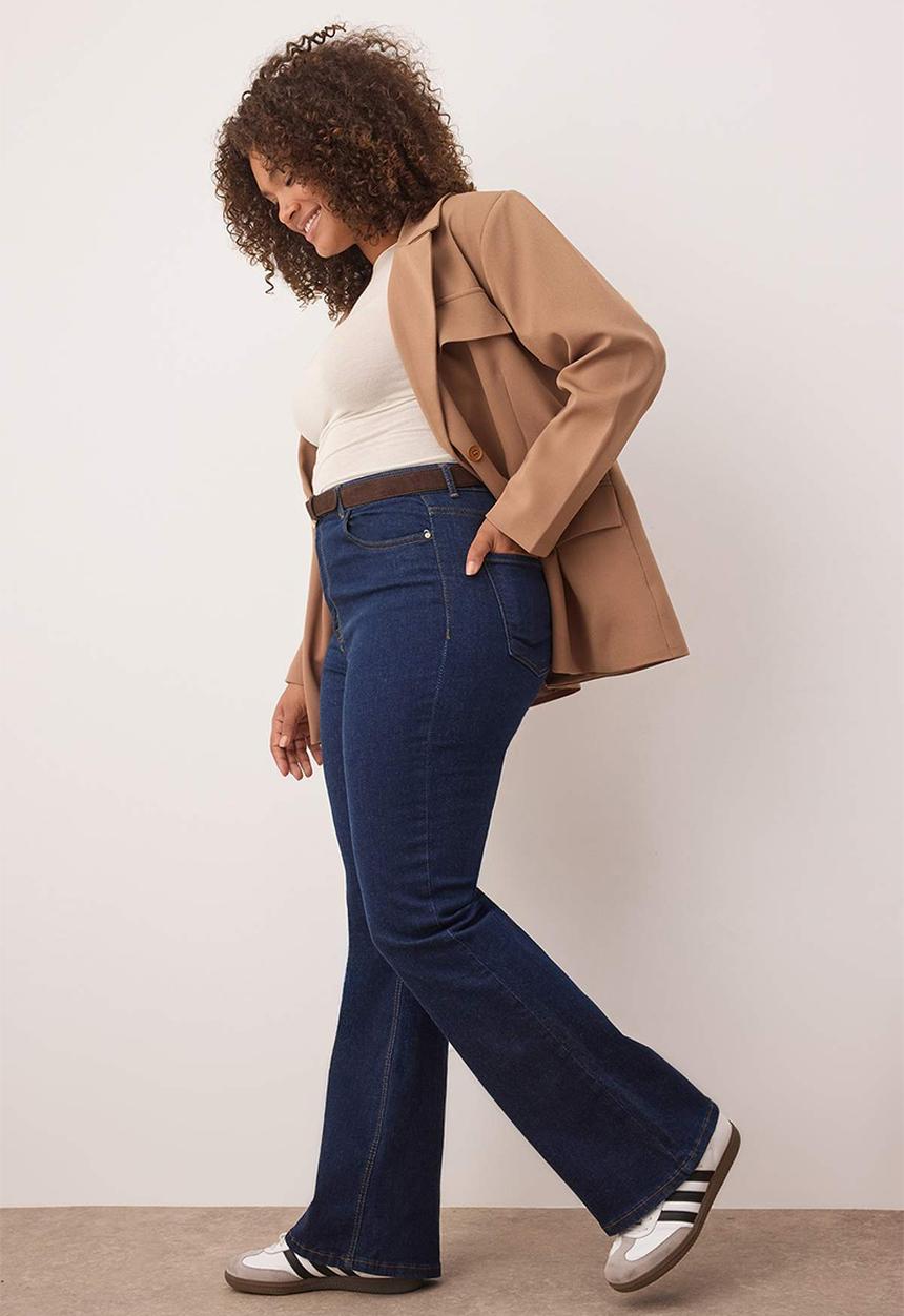 Trendyol - Plus size indigo high waist comfort flare fit jeans - indigo