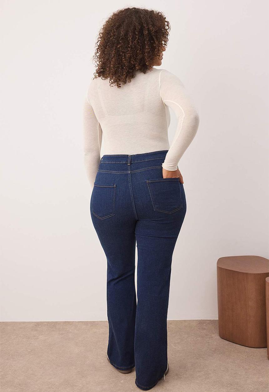 Trendyol - Plus size indigo high waist comfort flare fit jeans - indigo
