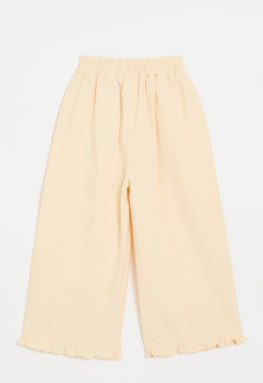 Pop Candy - Wide leg pants with embroidery detail - parchment white