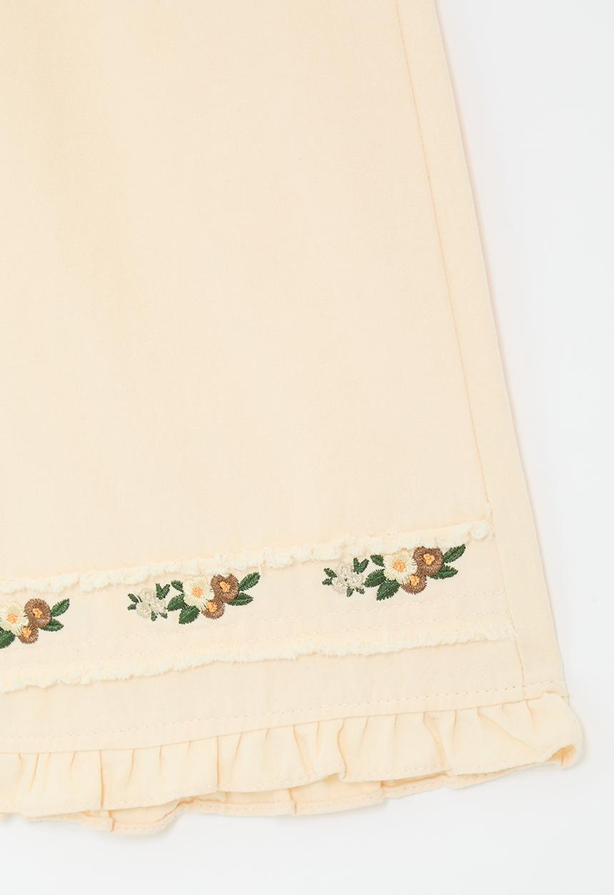 Pop Candy - Wide leg pants with embroidery detail - parchment white