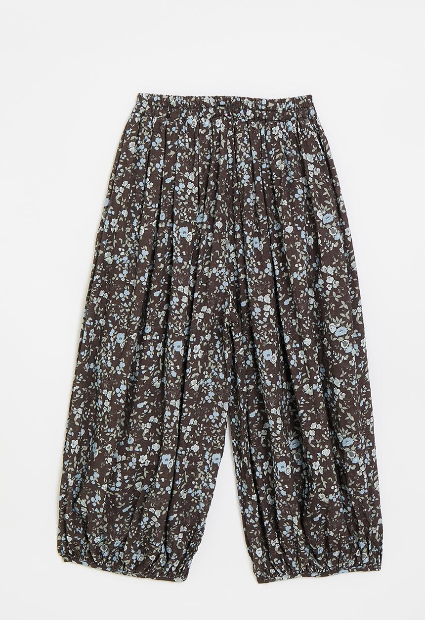 Pop Candy - Ditsy floral parachute pants - dark brown