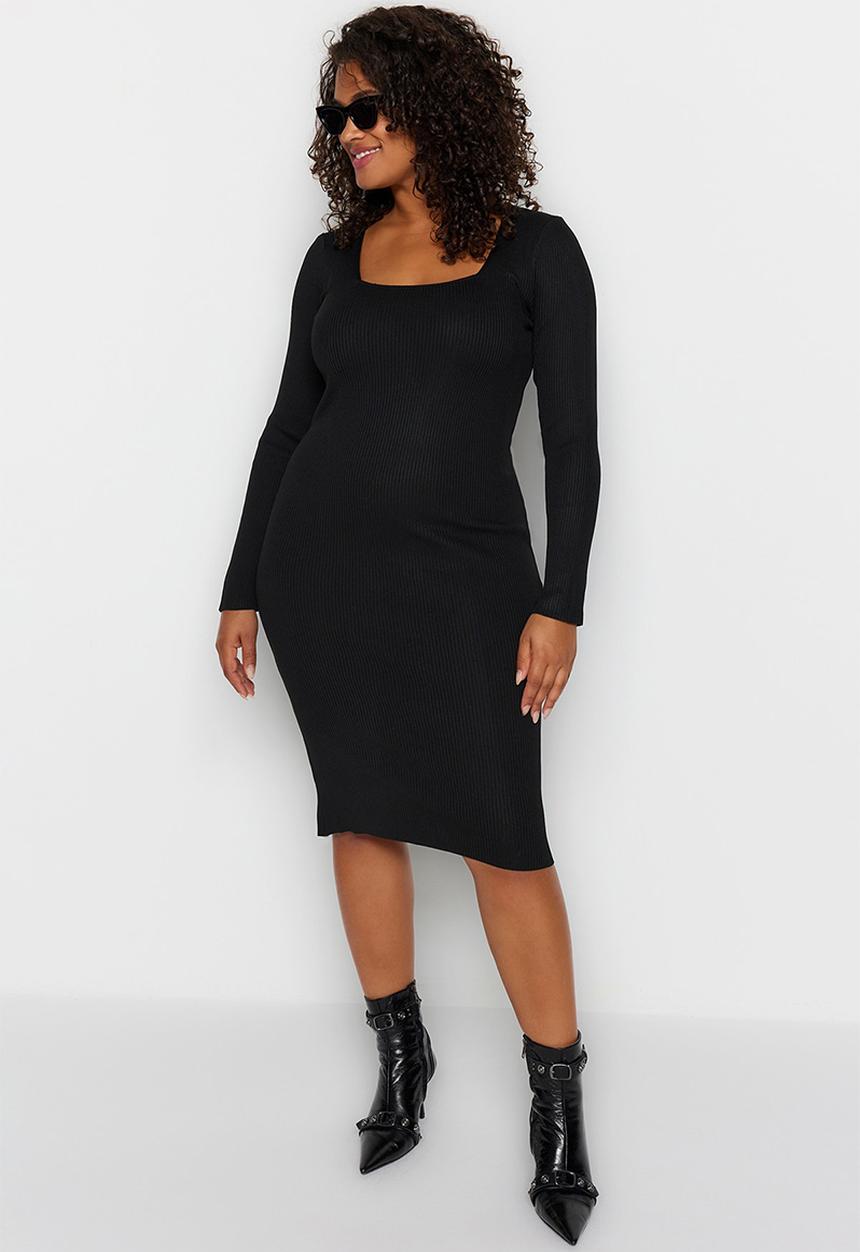 Trendyol - Plus size knitwear dress - black