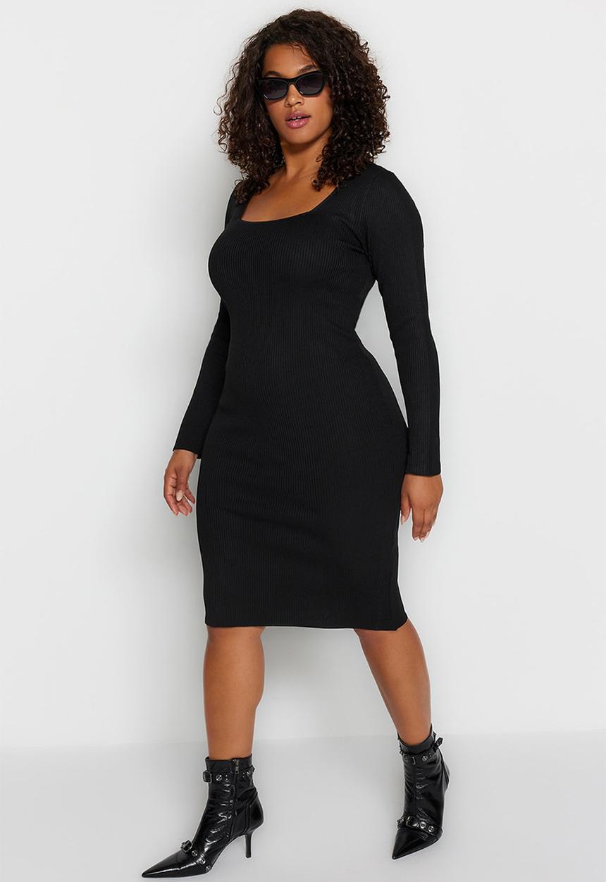 Trendyol - Plus size knitwear dress - black