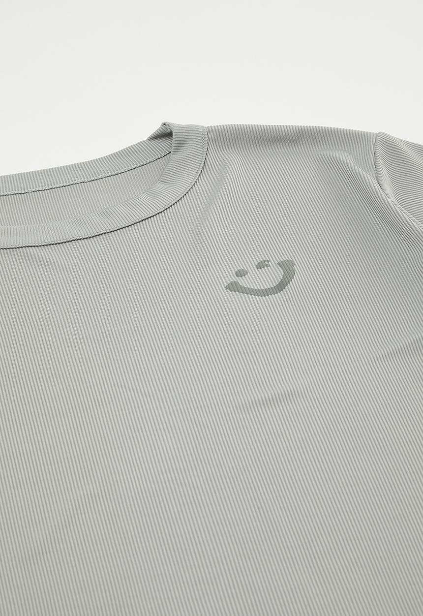 Pop Candy - Textured pj top with shorts - silver color/smiley face