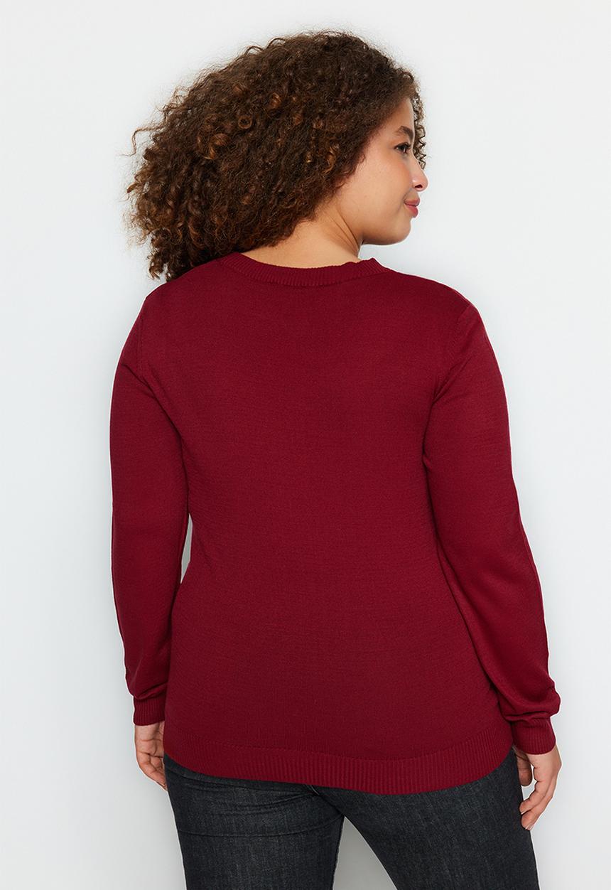 Trendyol - Plus size cut out sweater - bordeaux