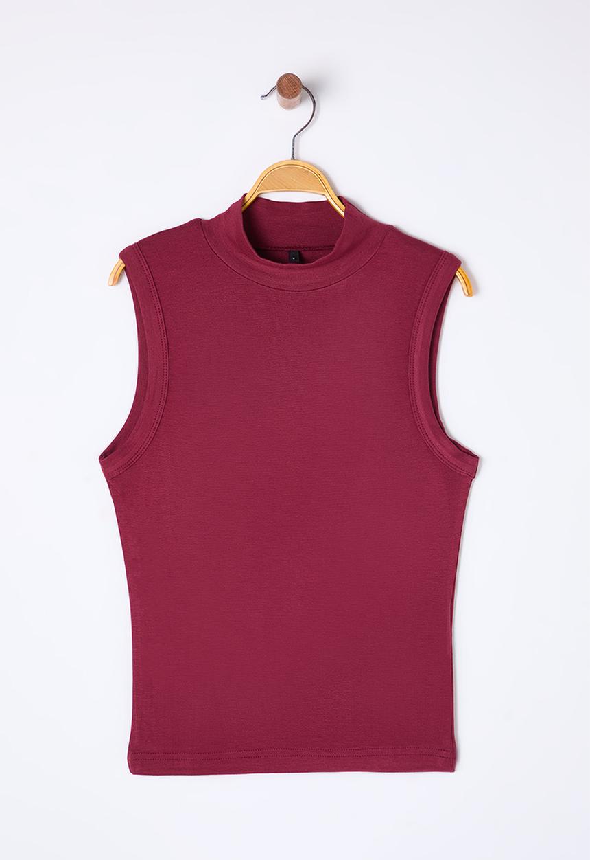 Trendyol - Stretchy Fitted Knitted Blouse - Burgundy