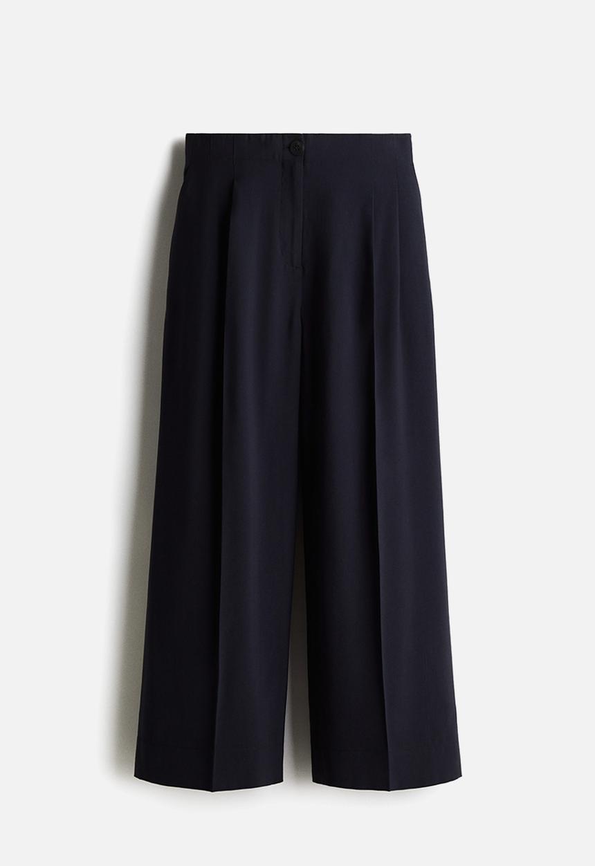 H&M - Wide ankle-length trousers - navy blue