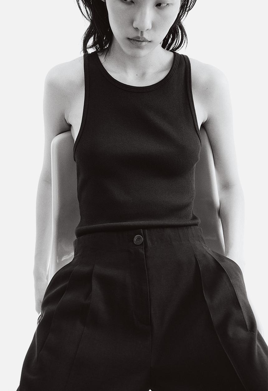 H&M - Wide ankle-length trousers - navy blue