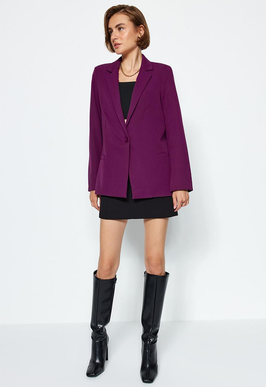 Trendyol - Regular Woven Blazer Jacket with Lining Details - Dark Purple