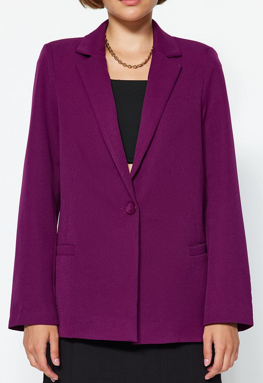 Trendyol - Regular Woven Blazer Jacket with Lining Details - Dark Purple