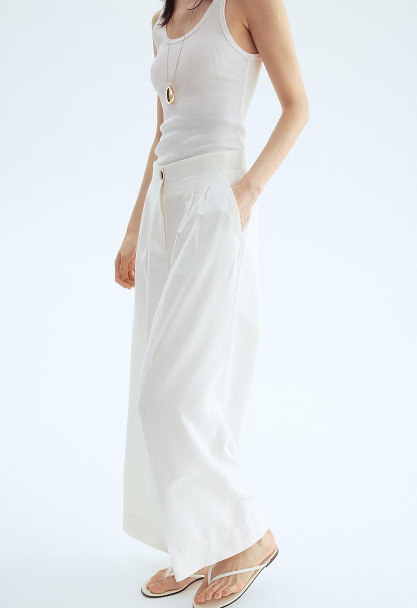 H&M - Wide ankle-length trousers - white