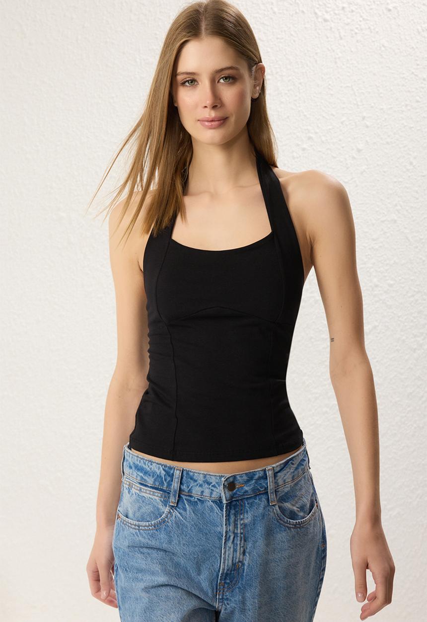Trendyol - Fitted Knitted Blouse - Black