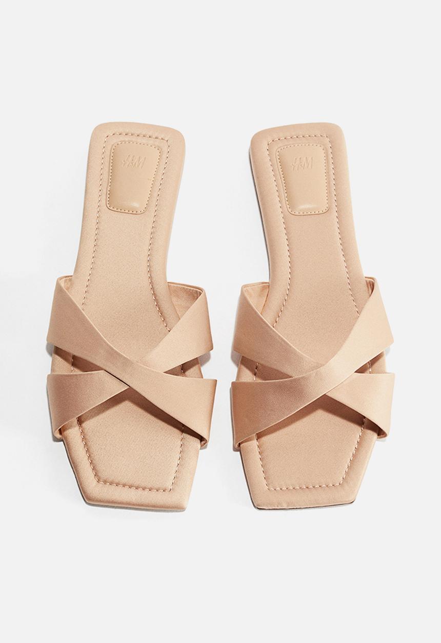 H&M - Crossover-strap sandals - peach pink