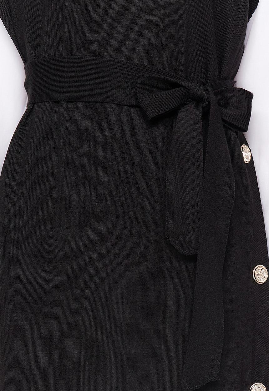 Trendyol - Button Detailed Knitwear Sweater Dress - Black