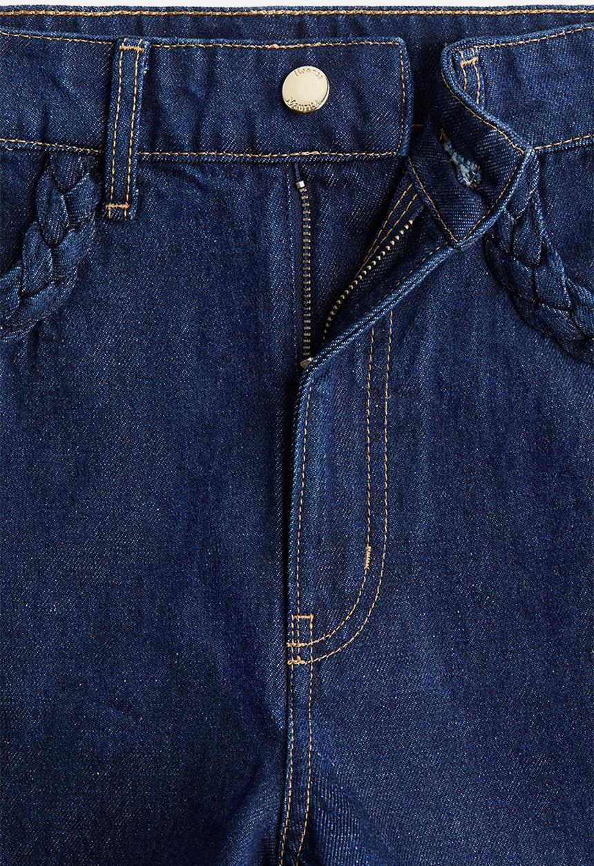 H&M - Braided-trim denim shorts - dark denim blue