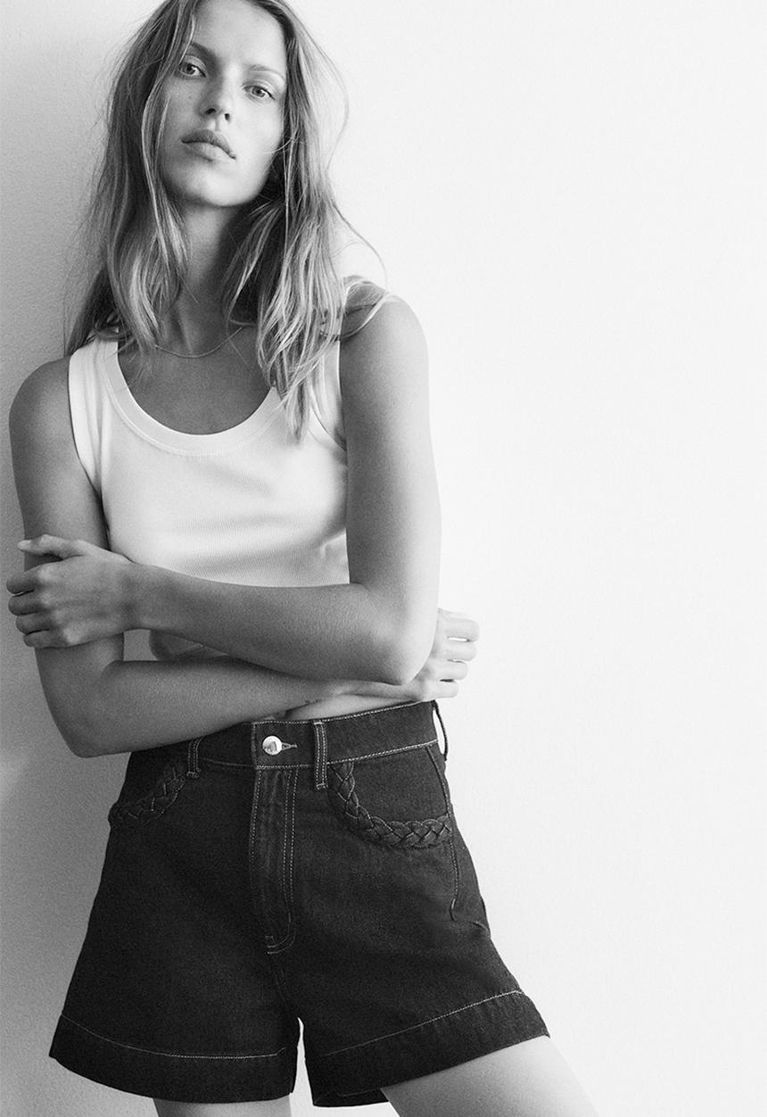 H&M - Braided-trim denim shorts - dark denim blue