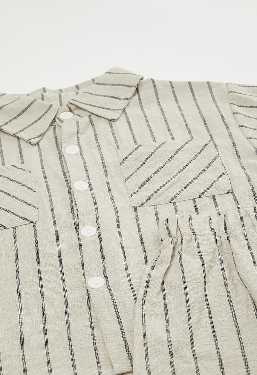 Pop Candy - Multi-directional stripe shirt & shorts - timberwolf grey
