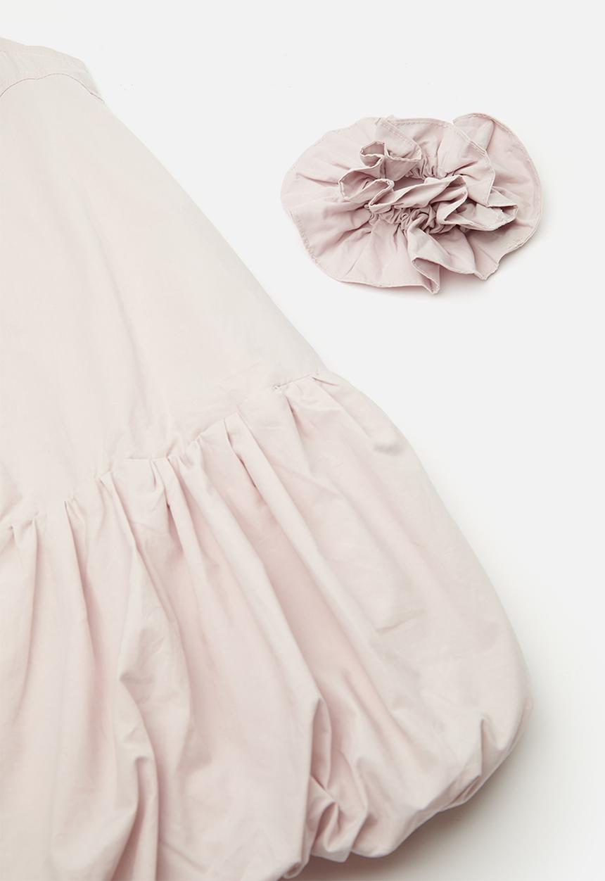 Pop Candy - Bubble hem dress with ruffle scrunchie - pale pink