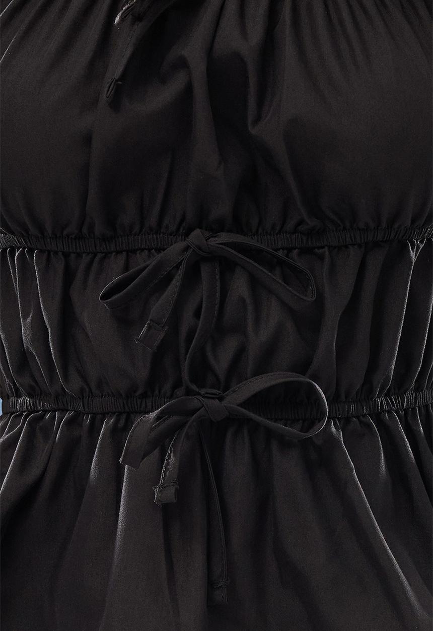 Trendyol - Square Neck Gathered Woven Blouse - Black