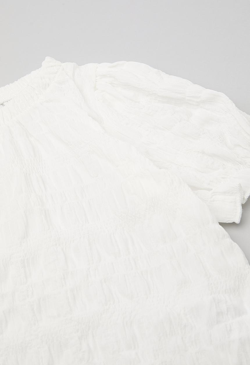 Pop Candy - Gathered neckline blouse with bubble shorts - white/pink
