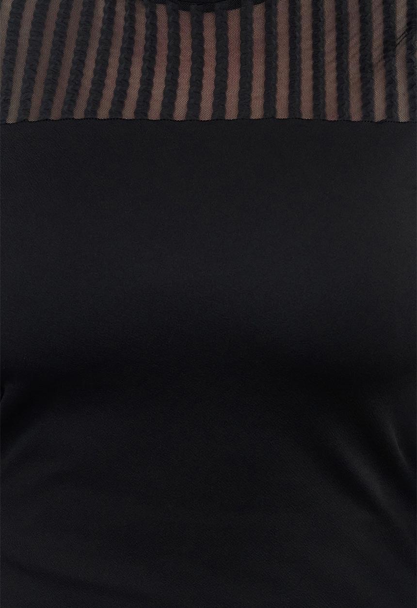 Trendyol - Plus size  lace fitted bodysuit blouse - black