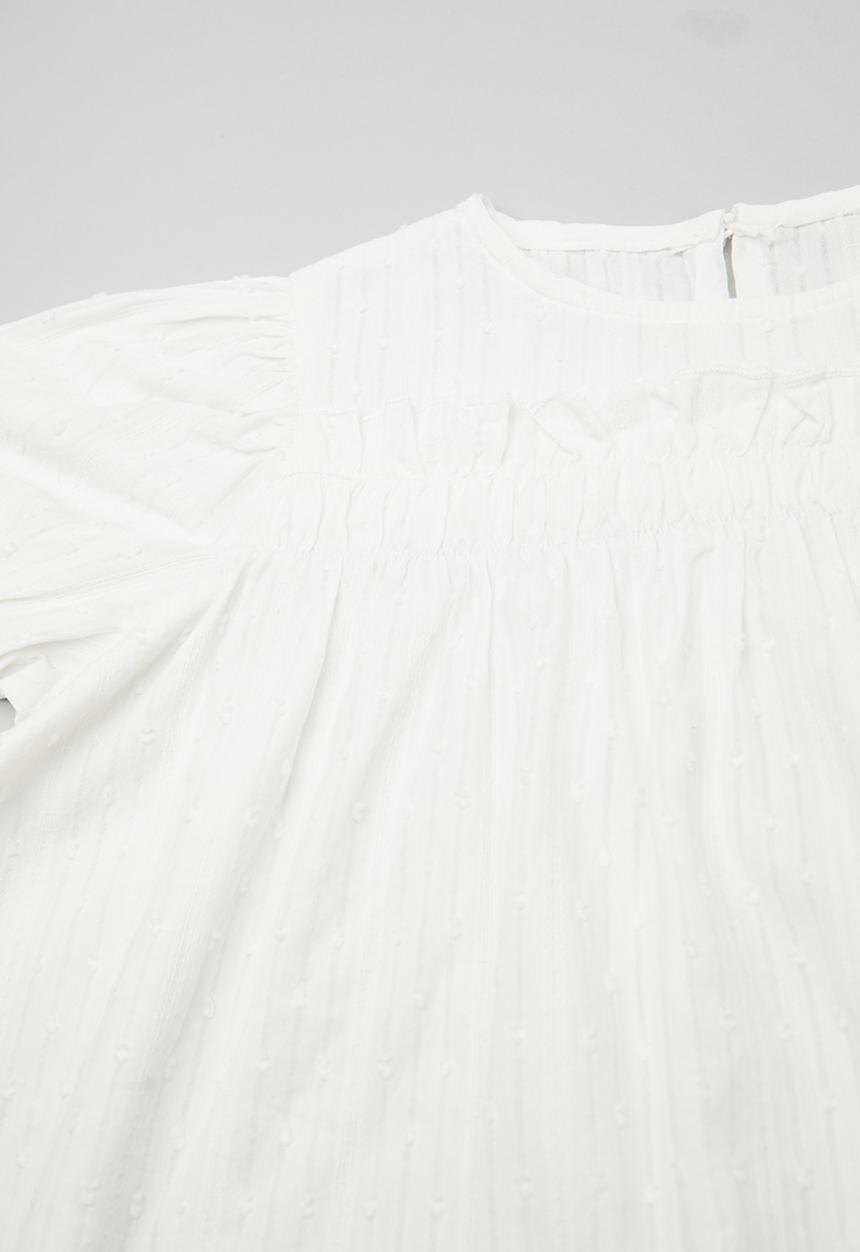 Pop Candy - Textured blouse with frayed wide leg 3/4 jeans - white/blue