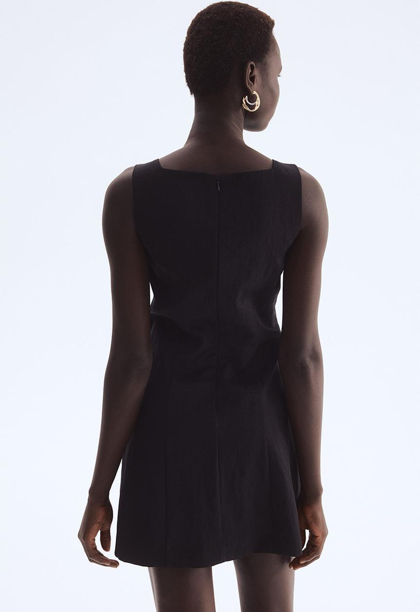 H&M - Square-neck twill dress - black
