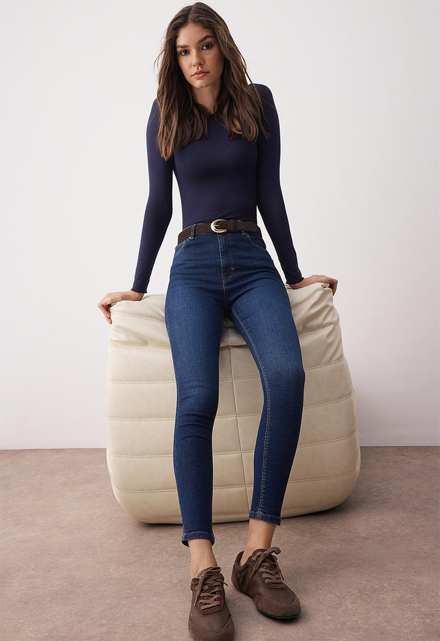 Trendyol - High Waist Skinny Jean - Blue