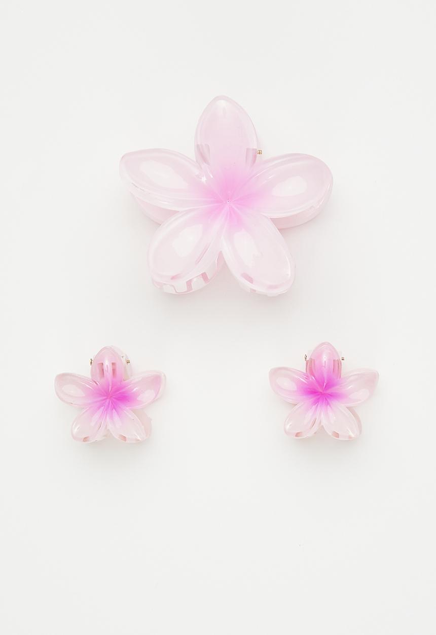 Pop Candy - Frangipani flower hair clip set - pink