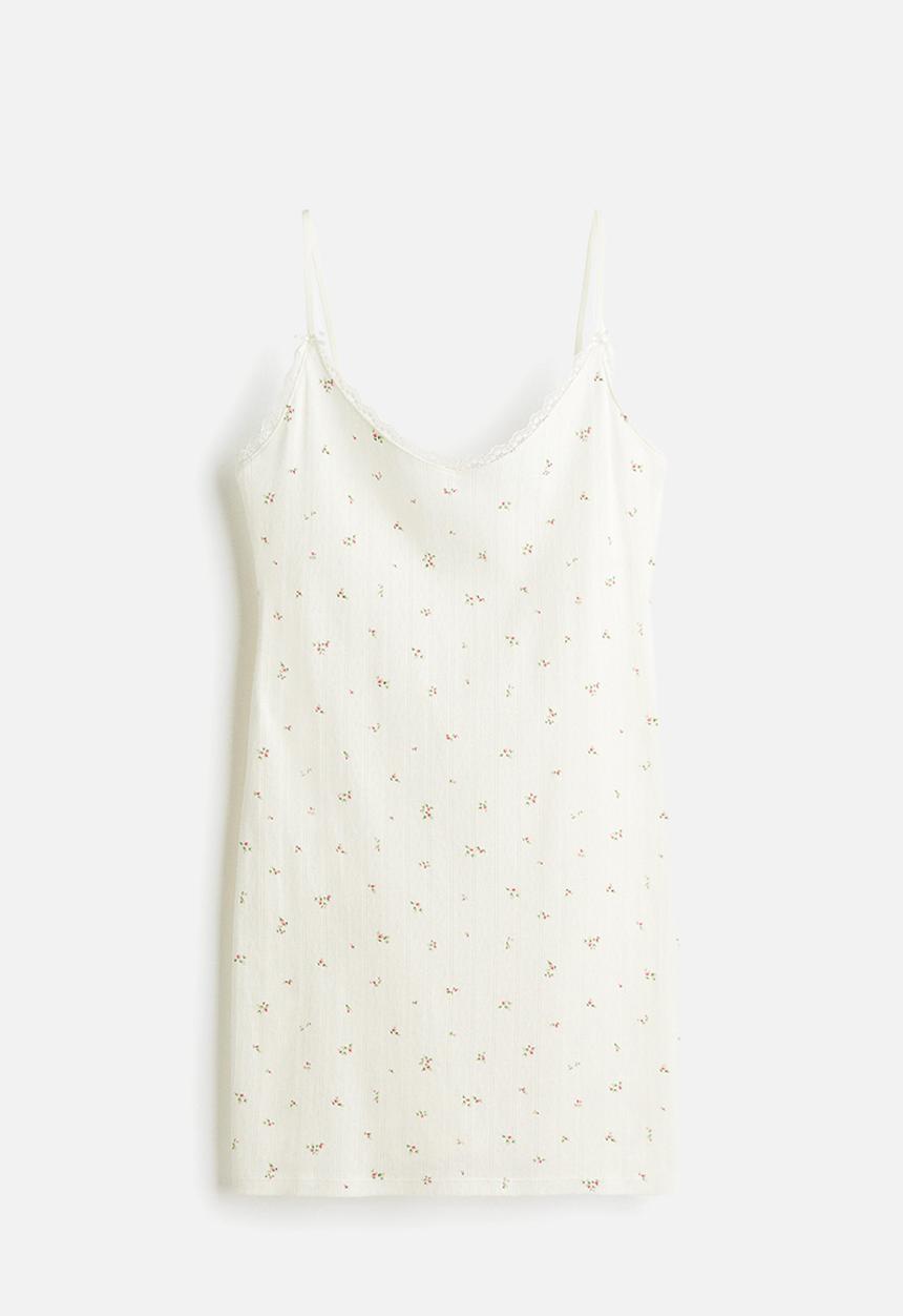 H&M - Pointelle nightslip - cream/floral 