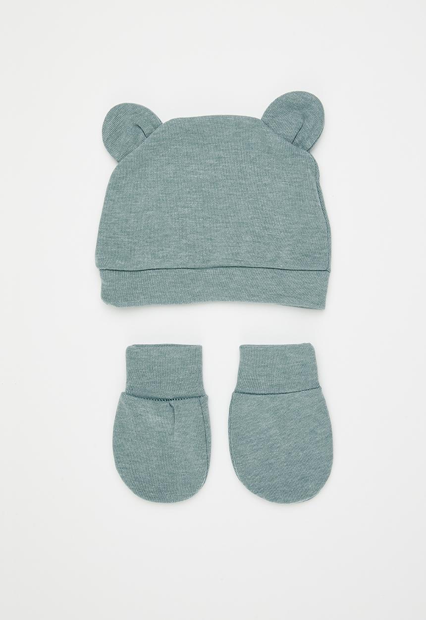 Pop Candy - Animal ear beanie with mittens - light sea green