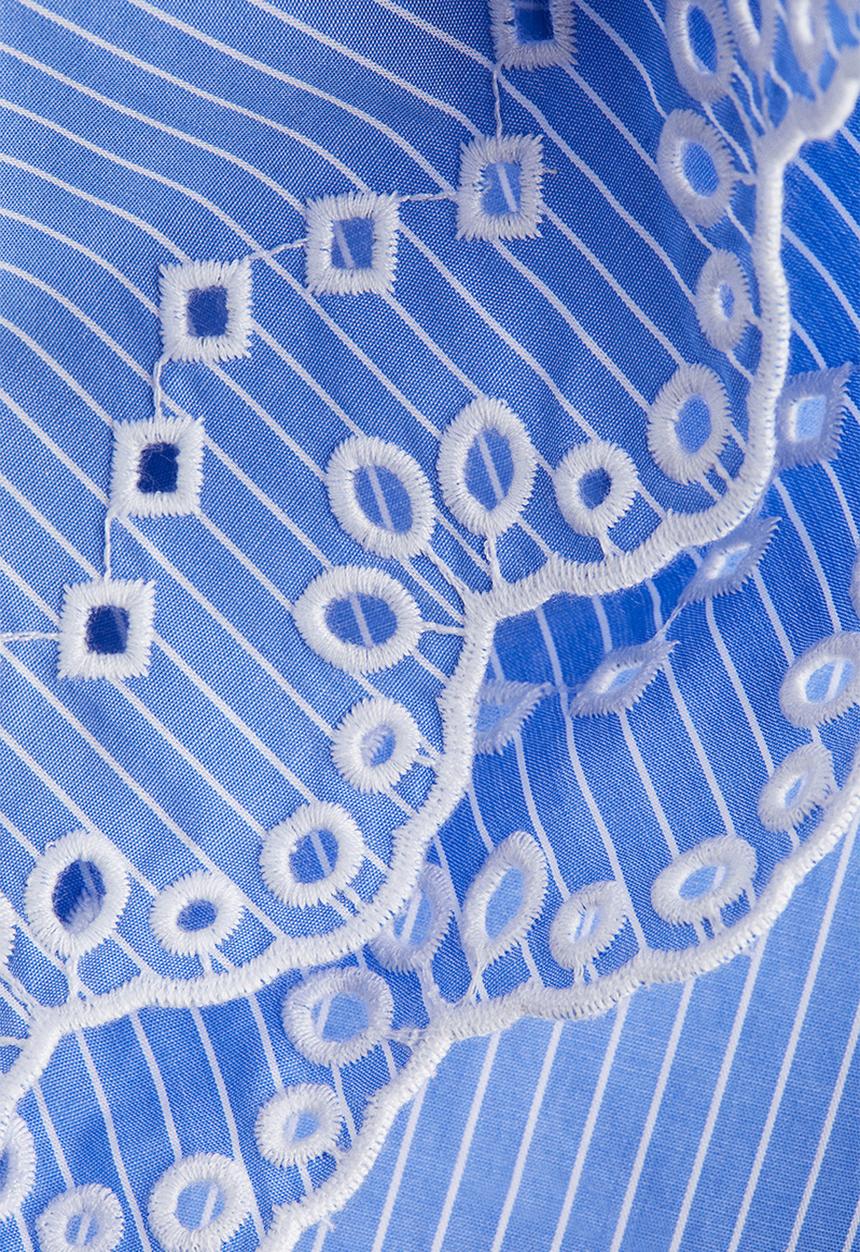 H&M - Broderie anglaise cotton blouse - light blue/striped