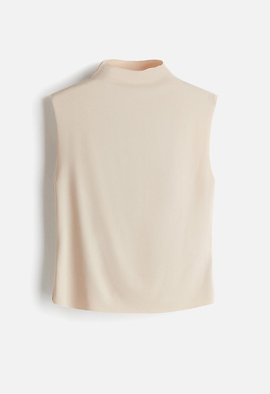 H&M - Sleeveless turtleneck top - light beige