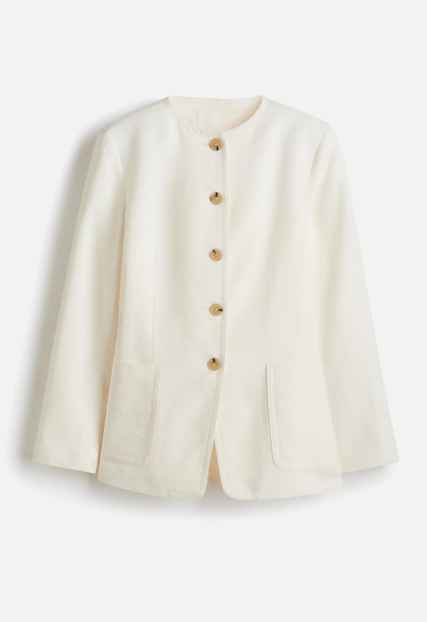 H&M - Linen-blend blazer - cream