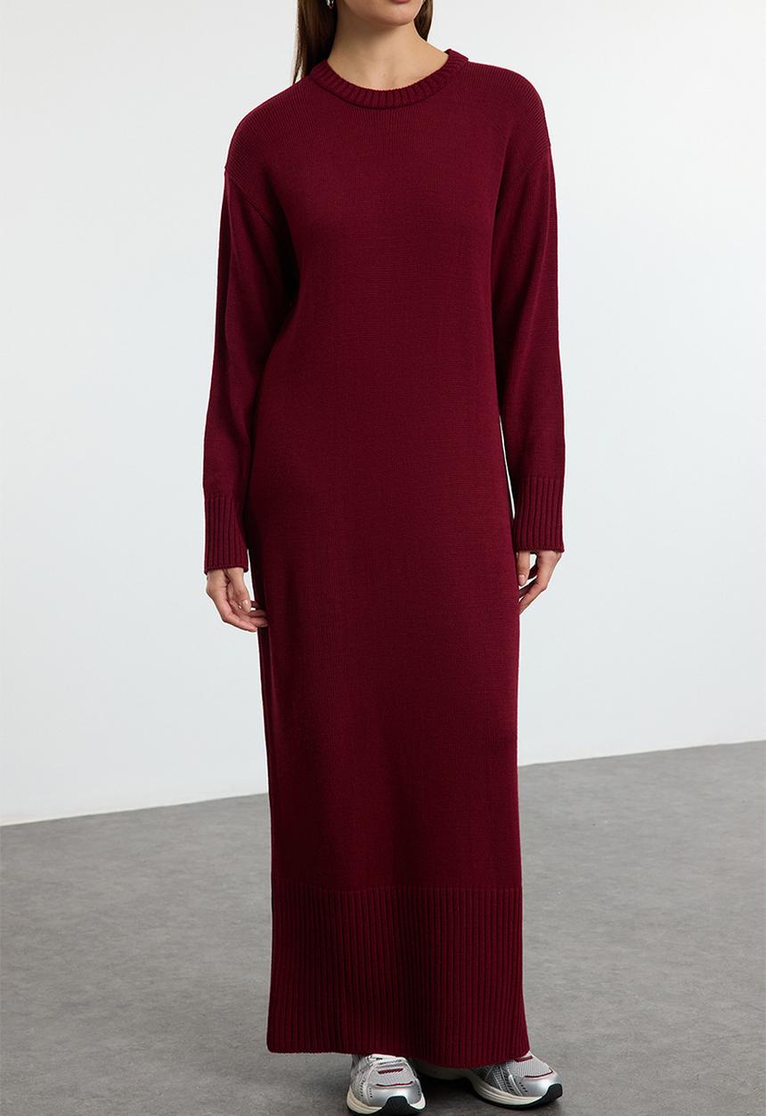 Trendyol - Knitwear Cardigan and Gown Set - Bordeaux