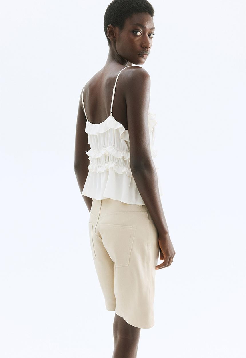 H&M - Frill-trimmed strappy top - white