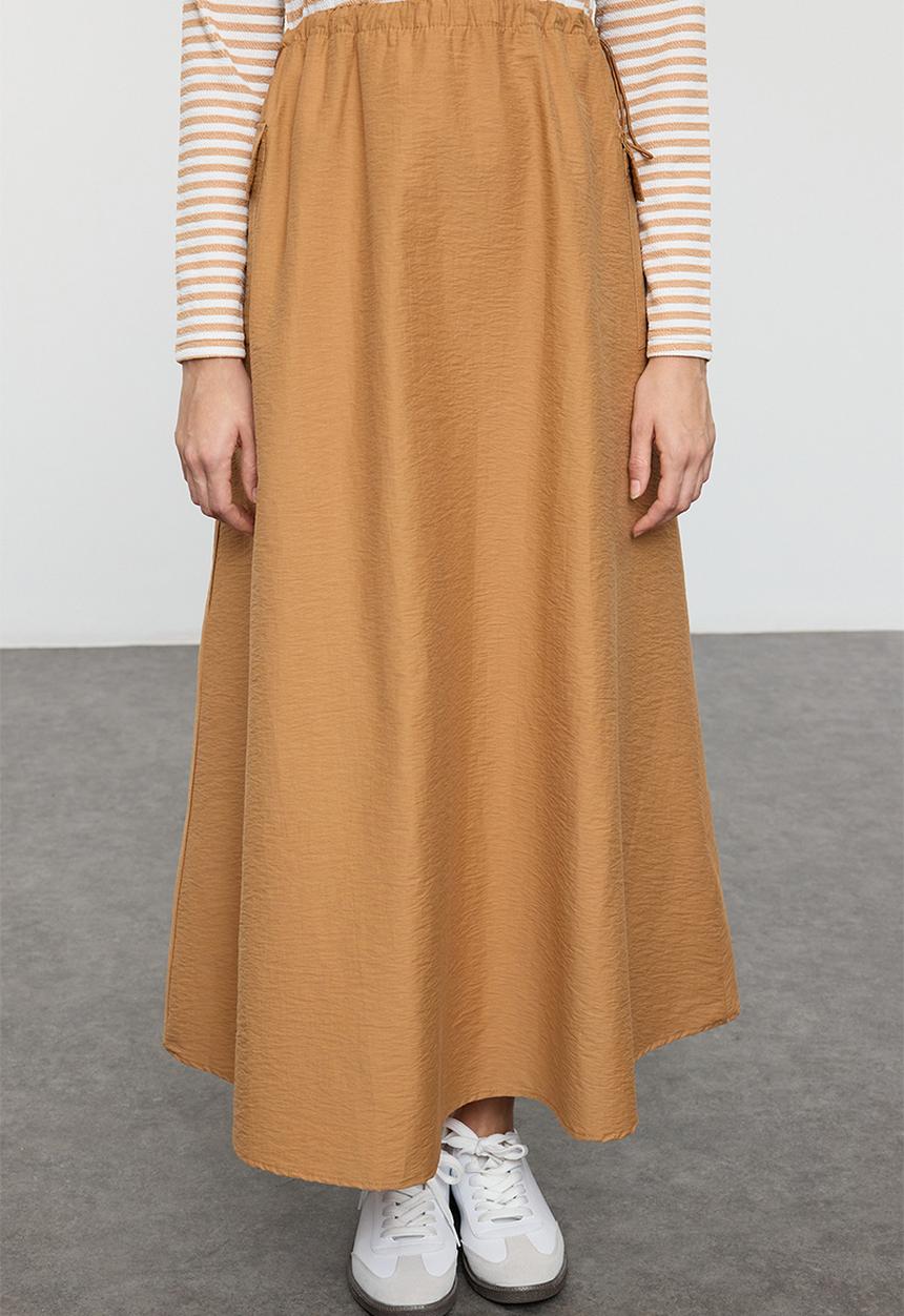 Trendyol - Parachute Fabric Camel Dress and Jacket Set - Camel